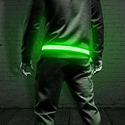 BSEEN LED Running Waist Belt - USB Rechargeable Reflective Glowing LED Waistband, Flashing Safety Light Belt for Runners, Joggers, Walkers, Pet Owners, Cyclists - color: Green