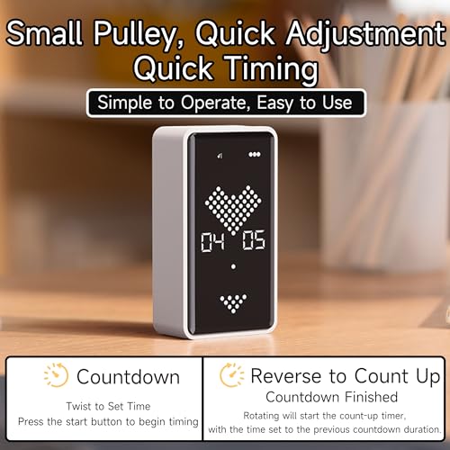 Visual Timer, Rechargeable Digital Hourglass Timer with LED Display - color: White