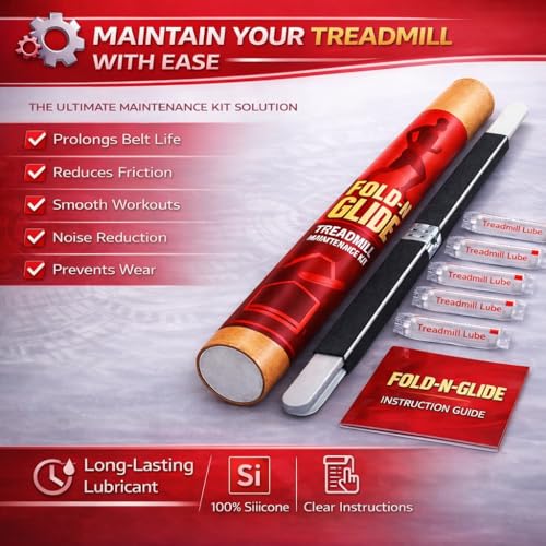 Fold-N-Glide Treadmill Maintenance Kit |Treadmill Lubricant for Belt | 5 x Lube Applications | Foldable Metal 23" Applicator Wand | Directions Included (Fold-N-Glide 5 Applications Kit) - size: Fold-N-Glide 5 Applications Kit