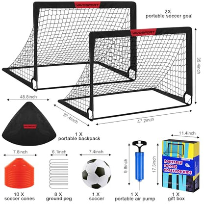 VAVOSPORT Kids Soccer Goals for Backyard Set of 2,Soccer Training Equipment - color: 1-Black, style: 4 ft x 3 ft