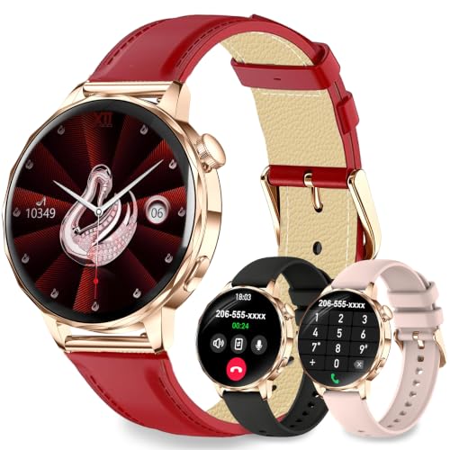 Smart Watches for Women, 1.27'' Smart Watch (Answer/Make Calls) Compatible with iPhone/Android Phones, IP68 Waterproof Fitness Tracker Watch with Sleep Monitor,100+ Sports Modes (Red) - color: Red