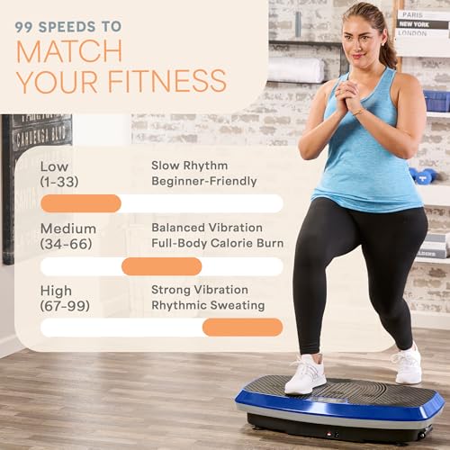 Lifepro Turbo & Hovert 3D Vibration Plate Exercise Machine with 99 Speeds - color: Blue, size: Large