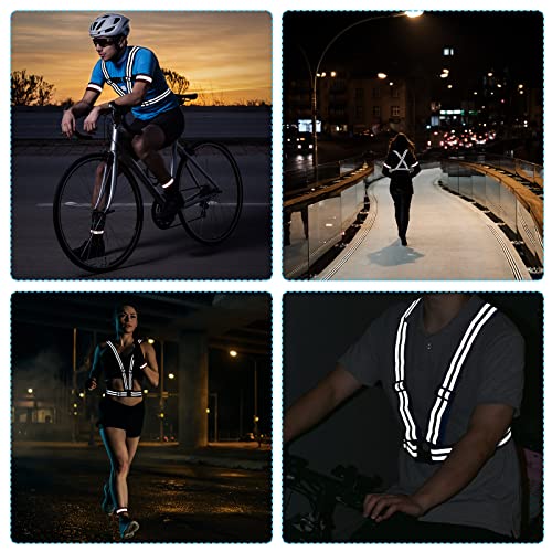 MECCANIXITY Reflective Vest Adjustable 360 Degree High Visibility Safety Vest for Cycling Running Walking - color: Dark Green