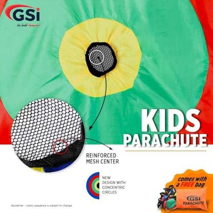 GSi Kids Rainbow Parachute 6 ft to 35 ft for School & Gym Class - size: Round 12 Feet