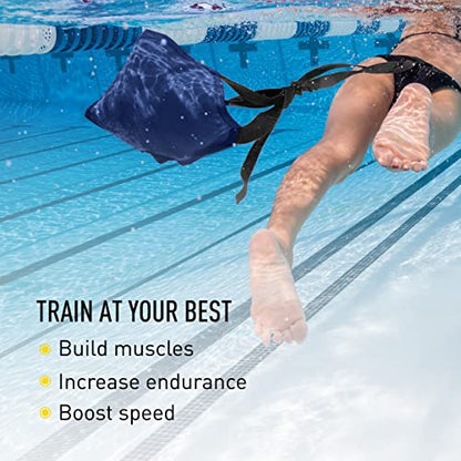 FINIS Swim Parachute for Resistance Training - Builds Strength & Endurance - Adjustable Belt - color: Navy - 12 Inch