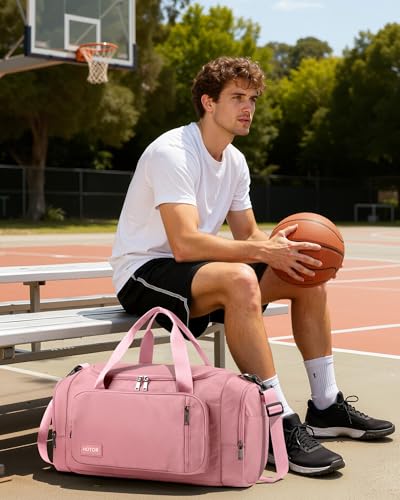 HOTOR Gym Bag, Duffle Bag with Shoe Compartment, Pink 20.5x11x10.6 Inch - color: Pink, size: 20.5" x 11.0" x 10.6"