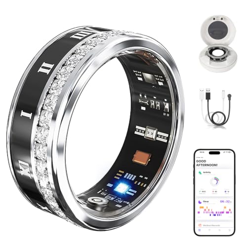 Smart Ring Health Tracker for Women & Men Fitness Tracker Ring (Black, 8#) - color: Black, size: 8#