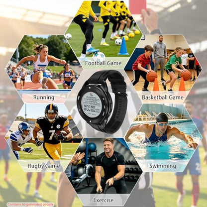 Professional Soccer Referee Watch with Tournament Mode Game Timer, 100-Lap Silent Stopwatch, 3-Line Backlit Display, On/Off Switch, Countdown/Alarm/Calendar for Football Officials, Coaches & Athletes - style: YS2020 Referee Watch