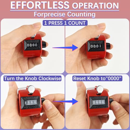 GDMINLO 2 Pack Clicker Counter, Metal 4 Digit Mechanical Hand Tally Counter