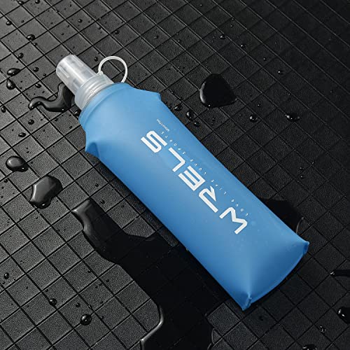 Soft Running Water Flask Soft Flasks Collapsible Soft Water Bottles Small BPA-Free for Sports Hiking Hydration Pack 5oz/8oz/17oz(BLACK,17oz*2) - color: Black, style: 500ml/17oz-2 Pack