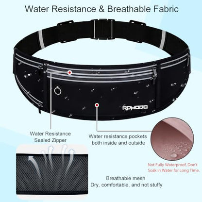 Running Belt with Foldable Water Bottle Holder for Women Men, Black - color: 06-Jet Black