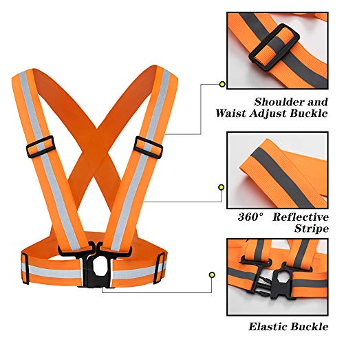 5 Pack Mount Marter Reflective Vest, 360° High Visibility for Running - color: Orange