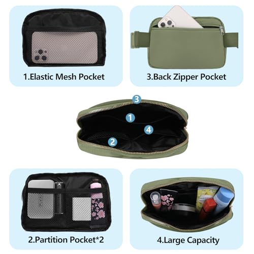 VOROLO Fanny Pack For Women And Men Crossbody Bag Belt Bag Khaki Green - color: Khakii Green