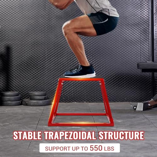 12"/18"/24"/30" Plyometric Jump Box, Heavy-Duty Steel Plyo Box with Rubber Pad, Versatile Workout Bench Training for Home Gym Equipment, Exercise Step Platform, Conditioning Strength Training - size: 12+18+24+30 Inch