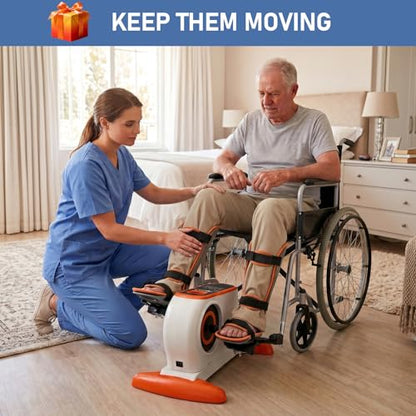 PHYCISER Electric Pedal Exercise Bike with Leg Support, 2-in-1 Motorized Exerciser for Seniors & Limited Mobility, 20 Speeds, Anti-Spasm, Rehab Physical Therapy for Knee/Ankle Post-Surgery Recovery