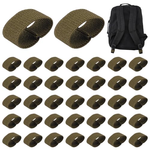 FINGERINSPIRE 40 Pcs Elastic Belt Keepers Nylon Loop Keepers 1.6x0.8Inch Military Webbing Holders Tactical Strap Clips Elastic Nylon Backpack Strap for Backpack Straps Gear Organization - color: Dark Green