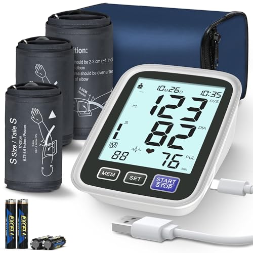 Blood Pressure Machine Upper Arm, 3 Size Cuffs, Small 7"-9", Medium/Large 9"-17" and Extra Large XL Cuff 13"-21", Accurate Automatic Digital BP Cuff Home Use, Large Backlit BP Monitor 3-User 1500 Mem - size: Small, Medium/Large & XL Sizes