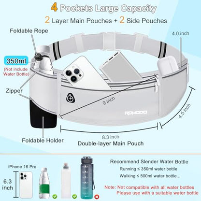 Fanny Pack with Water Bottle Holder, Running Hydration Belt, Grey - color: 09-Light Grey