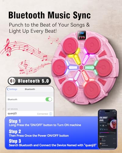 Music Punching Machine, Boxing Trainer with Rhythm Lights - color: Pink