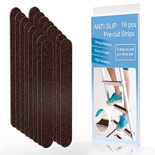 1" x 12" Brown Anti Slip Tape, 16pcs Non Slip Pre-Cut Strips - color: Brown, size: 1" x 12"