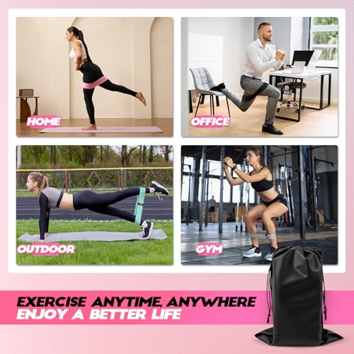 Lianjindun Booty Resistance Bands for Legs & Glutes, Non-Slip Workout Set - color: Green, Pink, Gray, Black