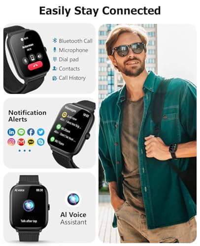 Luxury Black Metal Smart Watch for men with Magnetic Band, 2.06" AMOLED AOD - color: Midnight Black Metal