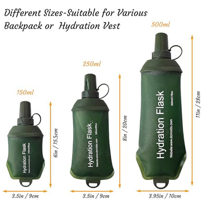 J.CARP 150ml Soft Flask Running Water Bottles, TPU Foldable Running Hydration Flask for Hydration Pack Cycling Hiking Climbing Outdoors Motorbike Green - color: Green, 150ml