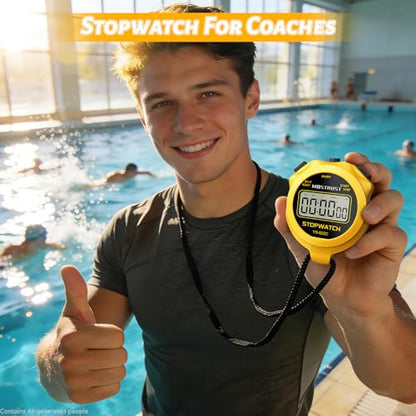 Stopwatch Sports Timer, Digital Stop-Watch - style: 1Lap Non-waterproof Yellow