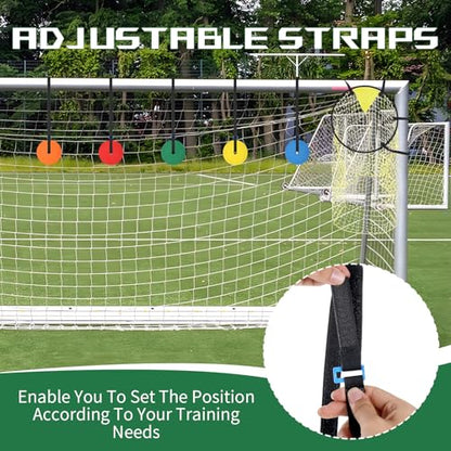 7 PCS Soccer Goal Target Sets Adjustable Straps Training Set for Shooting Accuracy Speed and Agility Practice Sports Training for Lacrosse Football Baseball Hockey