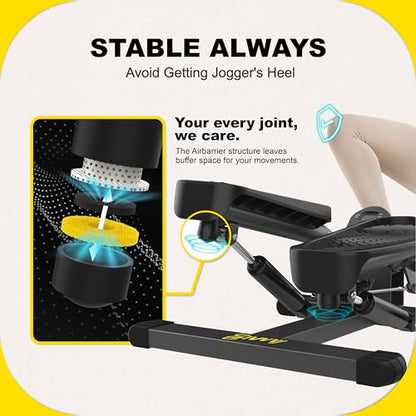 ZIWWVY Stepper Machine with Resistance Bands, Mini Stepper with 300LBS Weight Capacity, Twist Stepper for Full Body Workout, Adjustable Step Height, Smooth and Quiet, Step Machine for Men Women - style: Large Foot Model