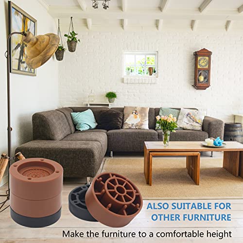 Brown Round Bed Furniture Risers (Set of 4) 1.3 inch, 2 inch - color: Brown-4 Pack, size: one layer (1.3 inch)