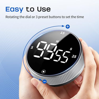 Seniny Digital Kitchen Timer, Magnetic Visual Timer with Large LED Display - color: Sliver