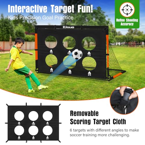 Kids Soccer Goals for Backyard Set - 2 Soccer Goal Net Training Equipment - color: 2-Black Orange