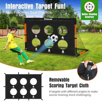 Kids Soccer Goals for Backyard Set - 2 Soccer Goal Net Training Equipment - color: 2-Black Orange