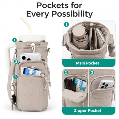 Water Bottle Carrier Bag - color: Camel