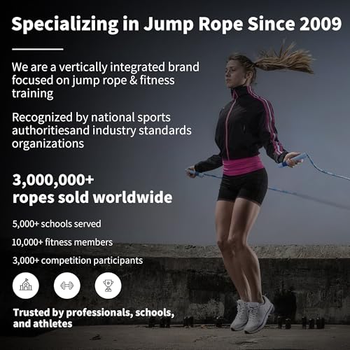 YUEDONG Beaded Jump Rope with Extra-Long Handles for Adult Fitness - color: Blue
