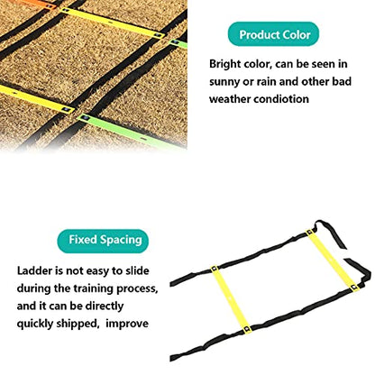 Gonetre Competitive Sports Ladder Football Speed Rope for Training 6M 12RungYellow Athletic Supplies (Yellow)