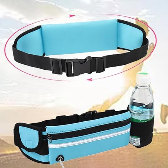 Men Women Running Belt Waist Pack Waterproof Jogging Waist Bag Adjustable Sports Workout Reflective Fanny Pack Runners Belt (RoseRed) - color: RoseRed