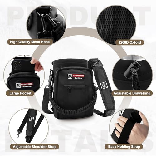 NATURE PIONEOR 64 oz Insulated Water Bottle with Carrier Bag & 3 Lids - color: Black, size: 64 Ounces