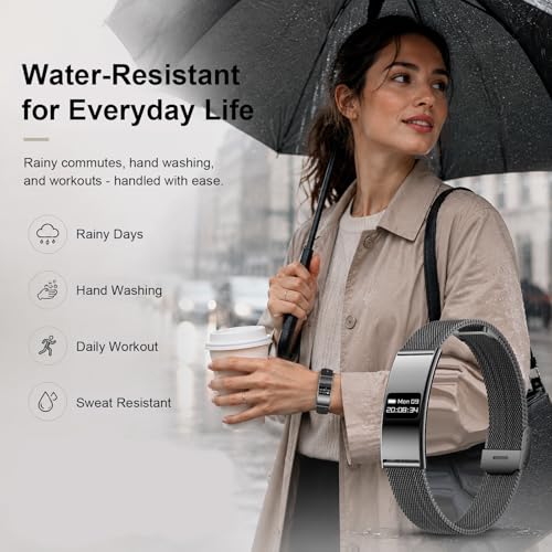 Efolen Smart Bracelet for Women Men, Activity Fitness Tracker, Smart Wristband with Heart Rate/Blood Oxygen/Sleep Monitor/Pedometer, IPX8 Waterproof Slim Smart Watch for Android iPhone, 2 Bands, Black - color: Black