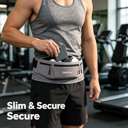1 Pack Gray Slim Running Belt Fanny Pack, Waterproof Waist Pack Phone Holder, Adjustable Sport Waistband for Men Women, Workout Jogging Fitness Outdoor Activities