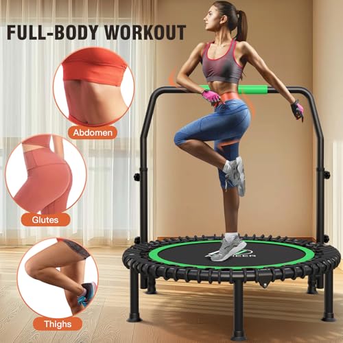 ANCHEER 40" Bungee Rebounder Trampoline with Adjustable Handle, 400LBS - color: Lime Green