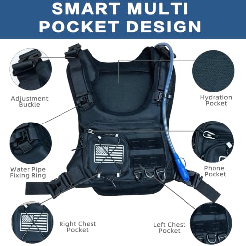 Running Hydration Vest with 2L Bladder, Breathable, Reflective, Multi Pocket Chest Pack for Men and Women, Marathon, Trail Running, Hiking and Cycling