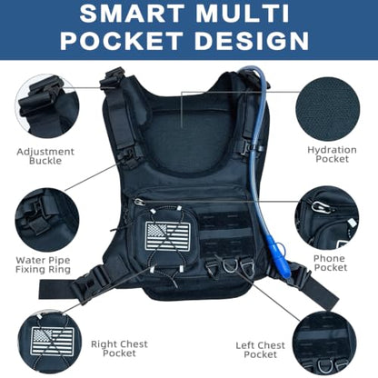 Running Hydration Vest with 2L Bladder, Breathable, Reflective, Multi Pocket Chest Pack for Men and Women, Marathon, Trail Running, Hiking and Cycling