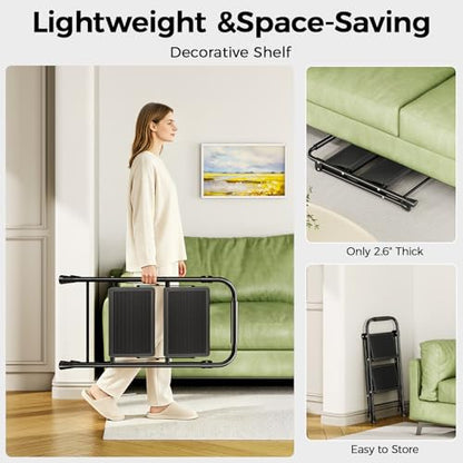KINGRACK 2 Step Ladder Folding Step Stool with Handrail for Kitchen Black - size: 2-step