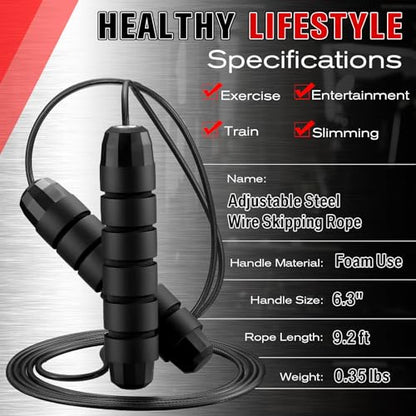 Junkin Jump Ropes bulk for Fitness with Ball Bearings - color: Black