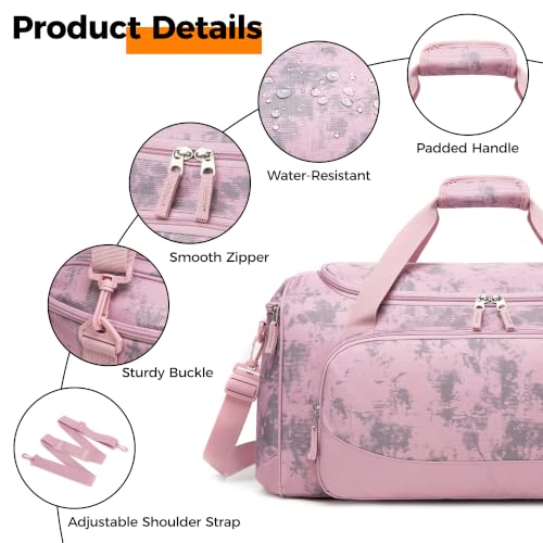 Uarition Gym Bag for Men & Women - 50L Duffle Bag for Travel, Pink Tie-Dye - color: Dusty Pink Tie-Dye