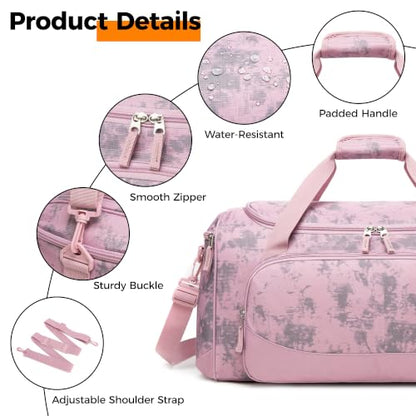 Uarition Gym Bag for Men & Women - 50L Duffle Bag for Travel, Pink Tie-Dye - color: Dusty Pink Tie-Dye