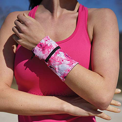 Sprigs Wrist Wallet Running Wristband Pocket for Keys Cards Cash ID Phone - color: Black Tile Camo