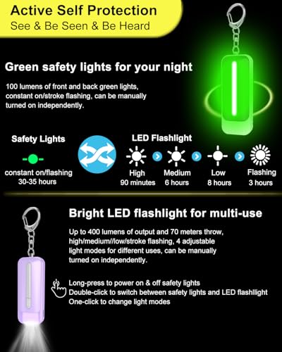 Personal Alarm for Women, Rechargeable with Safety Lights & Low Battery Notice, 130dB Siren with Extra Bright LED Flashlight Strobe Light for Emergency, Dual Light Sources Safety Keychain - color: purple